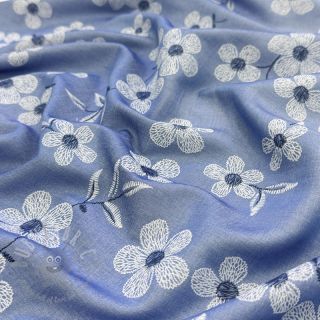Bawełniana tkanina JEANS Chambre LUXURY JACQUARD Flowers jeans