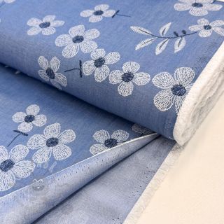 Bawełniana tkanina JEANS Chambre LUXURY JACQUARD Flowers jeans