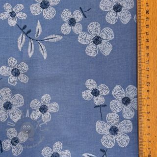 Bawełniana tkanina JEANS Chambre LUXURY JACQUARD Flowers jeans