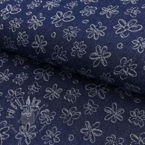 JEANS DENIM JACQUARD Flower dark blue