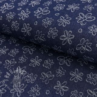 JEANS DENIM JACQUARD Flower dark blue