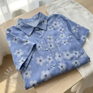 Bawełniana tkanina JEANS Chambre LUXURY JACQUARD Flowers jeans