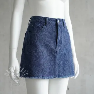 JEANS DENIM HEAVY Animal printed dark blue