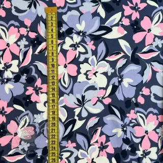 Dresówka Bright flowers design blue pink