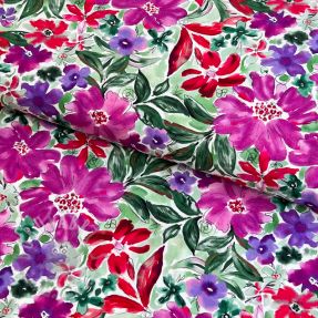 Wiskoza RADIANCE Gentle flowers purple digital print