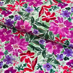 Wiskoza RADIANCE Gentle flowers purple digital print