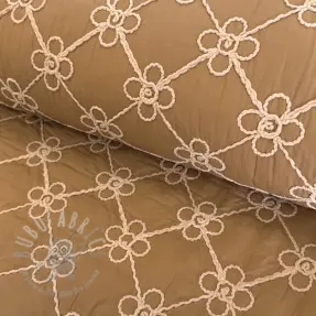 Pikowana tkanina Flower design light brown