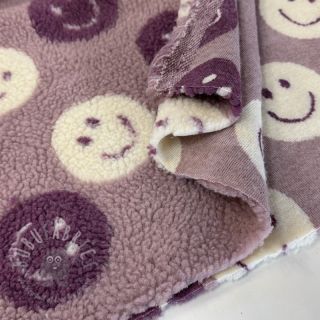 Tkanina płaszczowa TEDDY JACQUARD Happy faces mauve