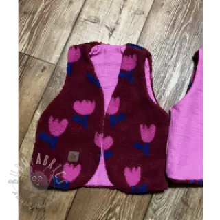 Tkanina płaszczowa TEDDY JACQUARD Tulips dark red