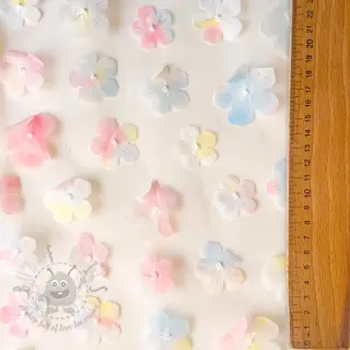 Tiul RETRO Flowers light blue