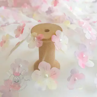 Tiul RETRO Flowers light pink