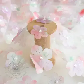 Tiul RETRO Flowers lavender