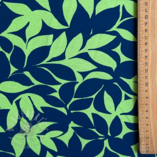 Dresówka drapana SOFT Leaves green navy