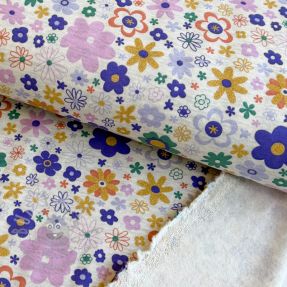 Dresówka drapana Glitter flowers ecru melange