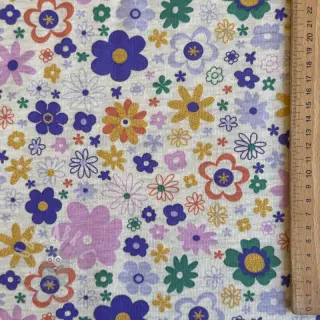 Dresówka drapana Glitter flowers ecru melange