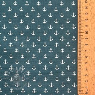 Bawełniana tkanina Petit anchors petrol