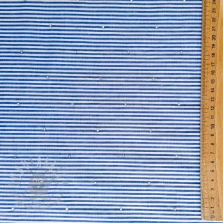 Bawełniana tkanina YARN DYED Stripes with studs blue