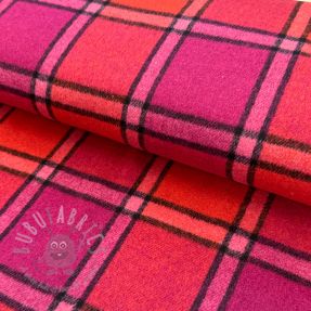 Tkanina na kostium damski BRUSHED Check cerise