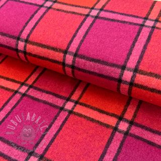 Tkanina na kostium damski BRUSHED Check cerise