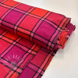 Tkanina na kostium damski BRUSHED Check cerise