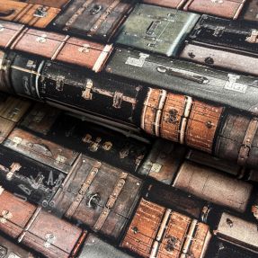 Tkanina dekoracyjna Suitcases grey digital print