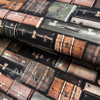 Tkanina dekoracyjna Suitcases grey digital print