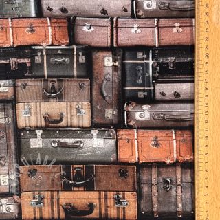 Tkanina dekoracyjna Suitcases grey digital print