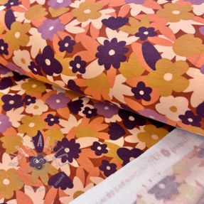 Dresówka drapana SOFT Flowers cognac