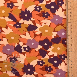 Dresówka drapana SOFT Flowers cognac
