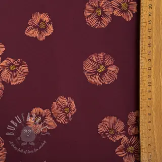 Softshell Flowers aubergine digital print