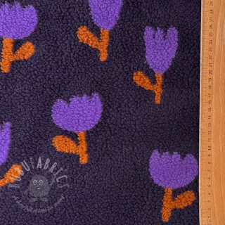 Tkanina płaszczowa TEDDY JACQUARD Tulips navy