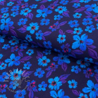 Jersey Hannah flowers blue digital print