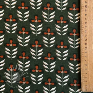 Tkanina dekoracyjna Flowers old green