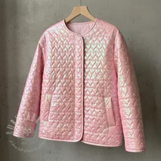 Pikowana tkanina Fancy hearts light pink