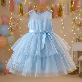 Tiul DOTS light blue