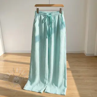 Len z bawełną Stripe mint