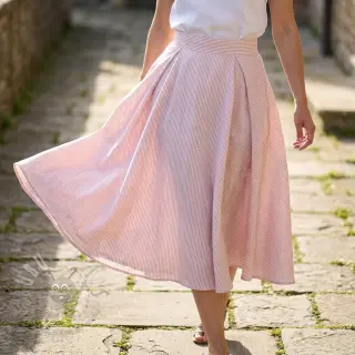 Len z bawełną Stripe rose