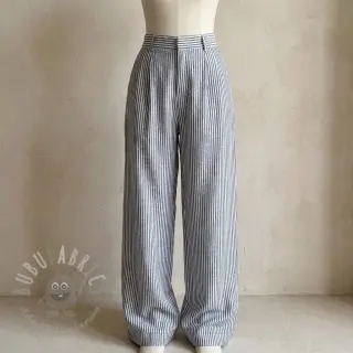 Len z bawełną Stripe navy