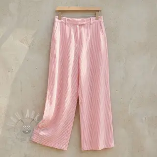 Len z bawełną Stripe salmon