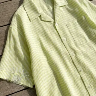 Len z bawełną Stripe lime