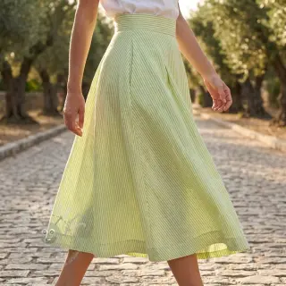Len z bawełną Stripe lime