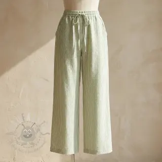 Len z bawełną Stripe green