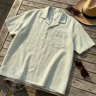 Len z bawełną Stripe green