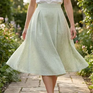 Len z bawełną Stripe green