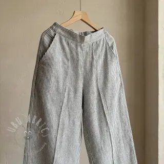 Len z bawełną Stripe black