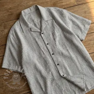Len z bawełną Stripe black