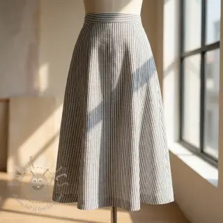 Len z bawełną Stripe black