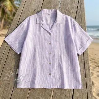 Len z bawełną Stripe purple