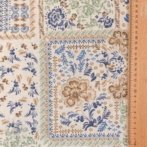 Tkanina dekoracyjna Linenlook Blue heritage digital print
