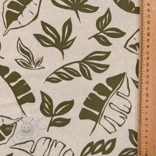 Tkanina dekoracyjna Linenlook Leaves army green